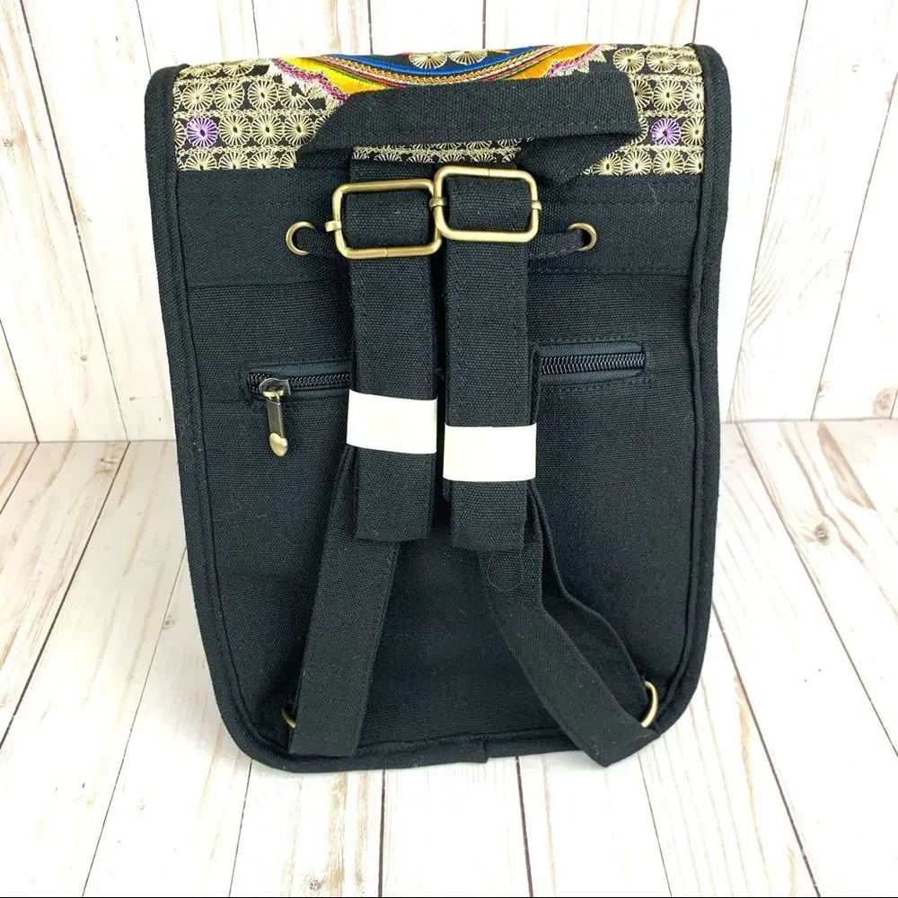 Boho Embroidered Colorful Floral Ethnic Backpack